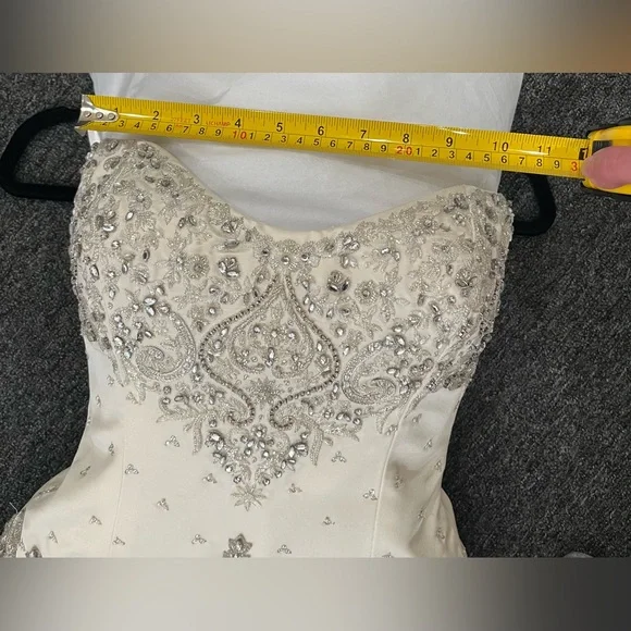 Platinum Priscilla of Boston Elegant Ivory Crystal Embellished Wedding Dress - Picture 12 of 15